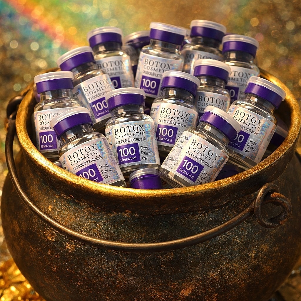 Botox vials in a decorative pot.