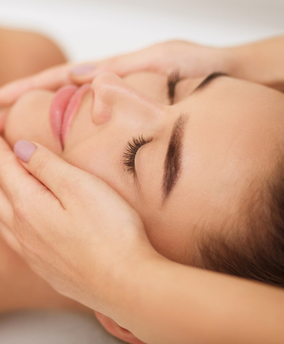 charlotte microneedling with prp model with eyes closed