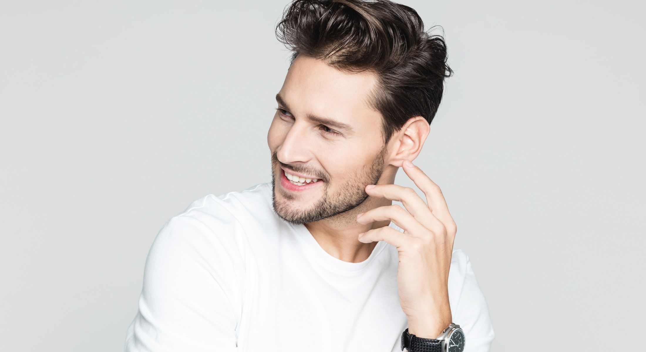 charlotte mens skin health model with dark hair